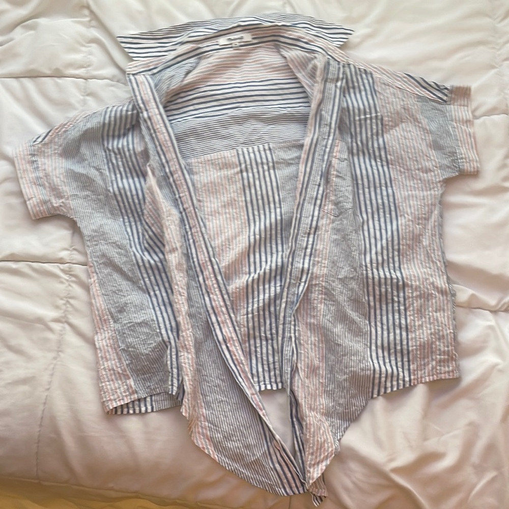 Madewell Striped White Blue and Red Button Up Top Womens XS